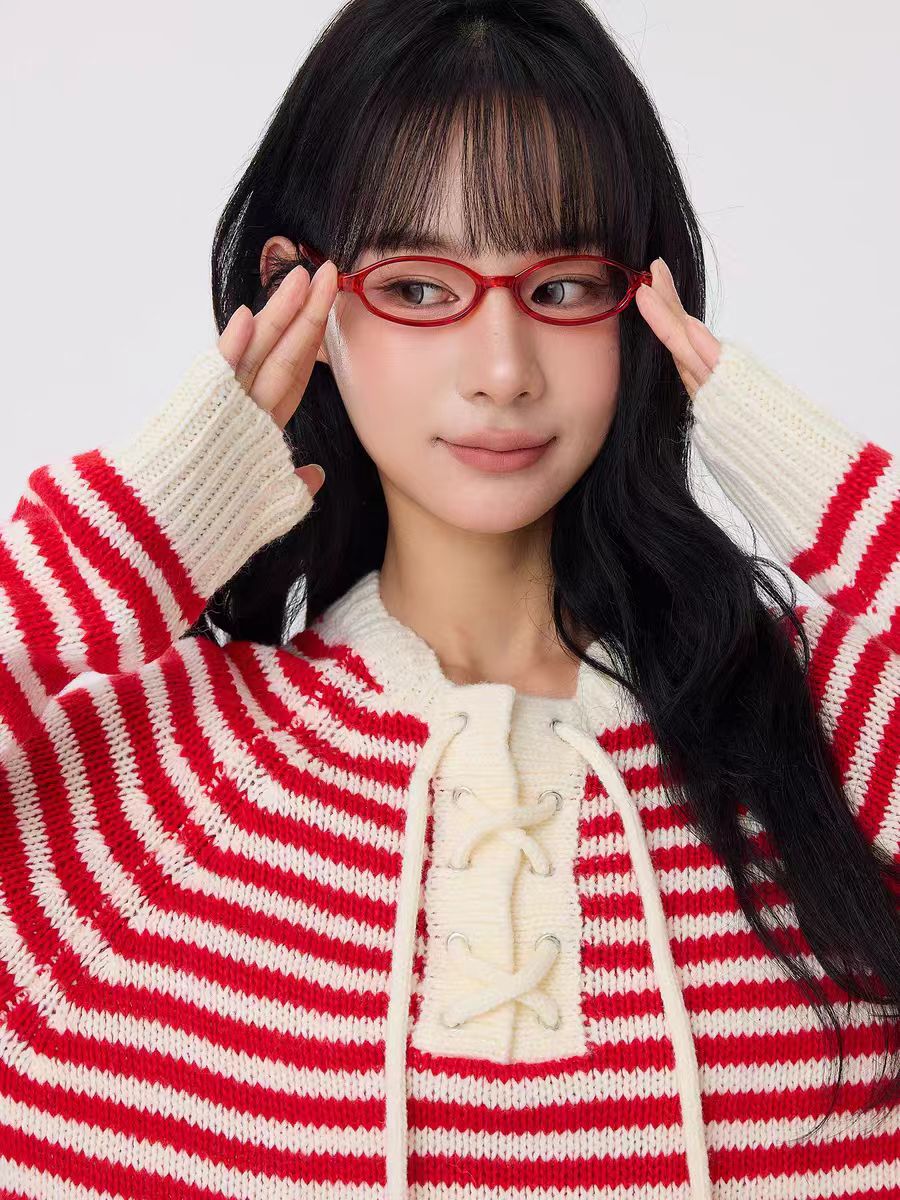 【景致】OOOF!Yang  红色条纹条纹毛衣25AW1457