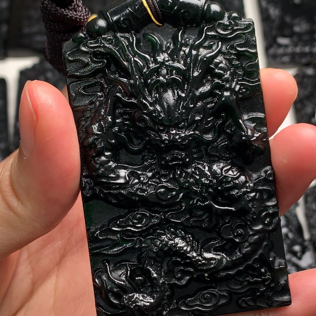 天然缅甸a货钢琴黑挂件