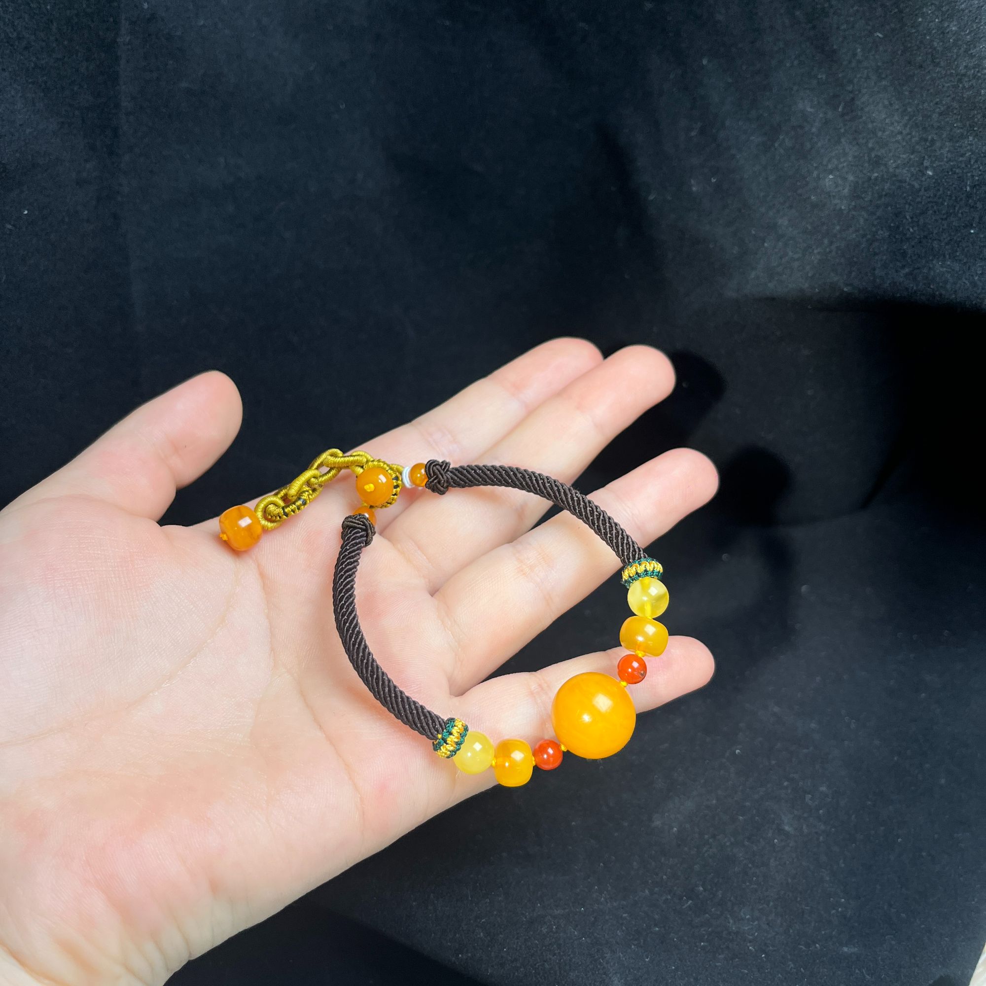 精品14mm+蜜蜡圆珠diy手串手工编织