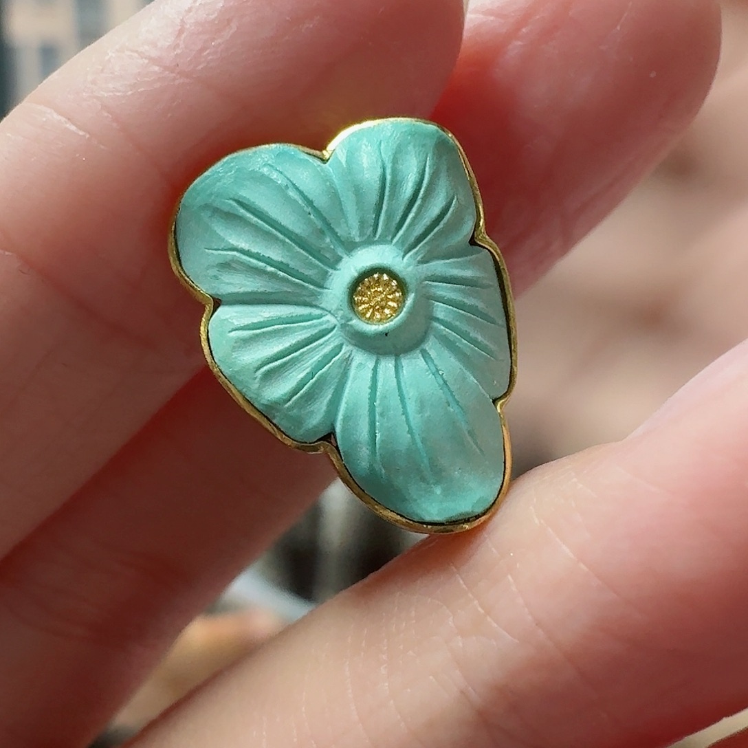 绿松石珠宝奇石18K金镶嵌