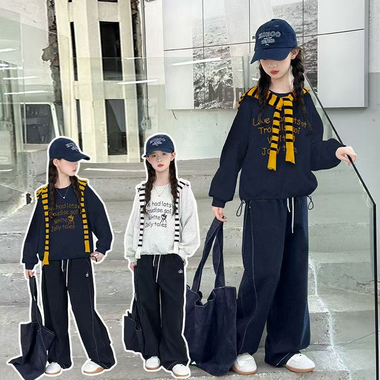 女童卫衣套装春秋款2025新款洋气中大童装秋季牛仔裤儿童潮款秋装