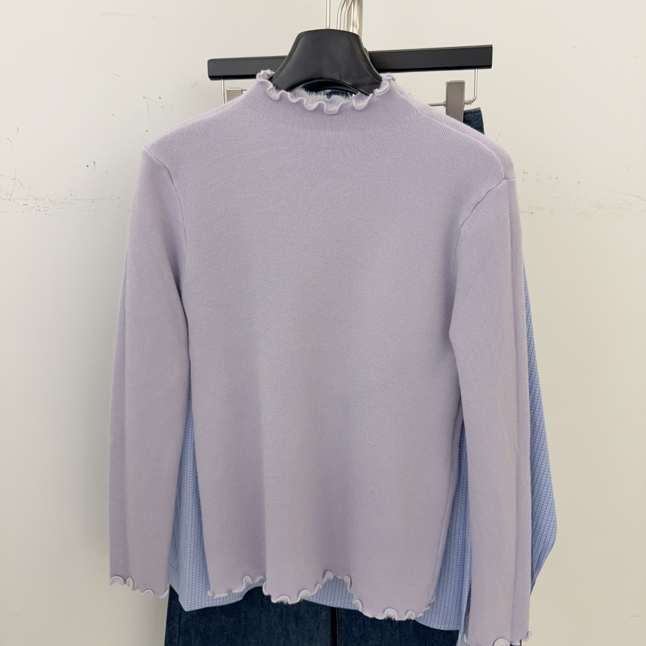 【温翘STUDIO】冬季新款加绒加厚木耳边百搭时尚打底衫