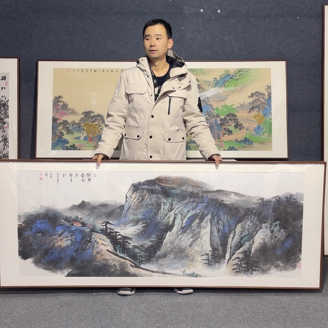 国画手绘画作带框发货