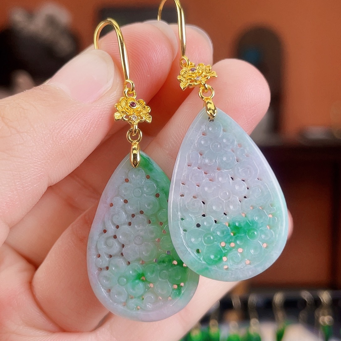 翡翠未镶嵌耳饰饰品