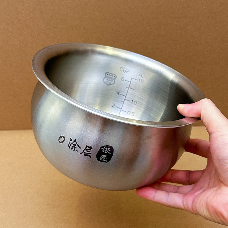 电饭煲内胆通用304不锈钢无涂层3L4L5L升加厚家用电饭锅内胆