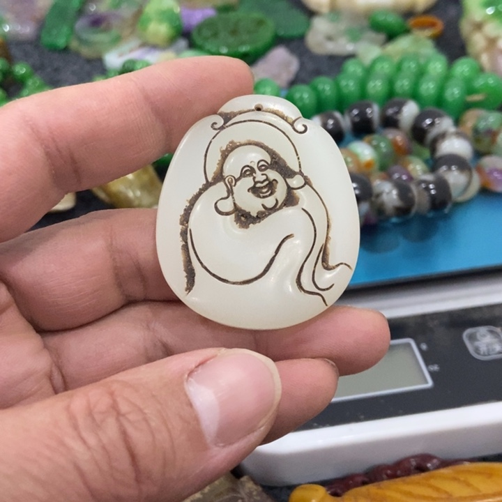 白玉菩提吊坠摆件