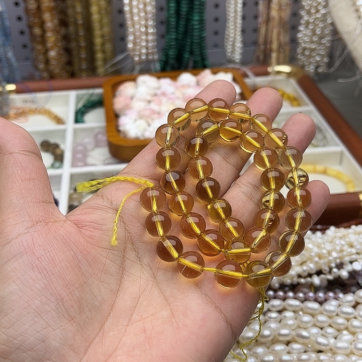 未镶嵌玛瑙/玉髓珠宝半成品一条10mm净体黄水晶