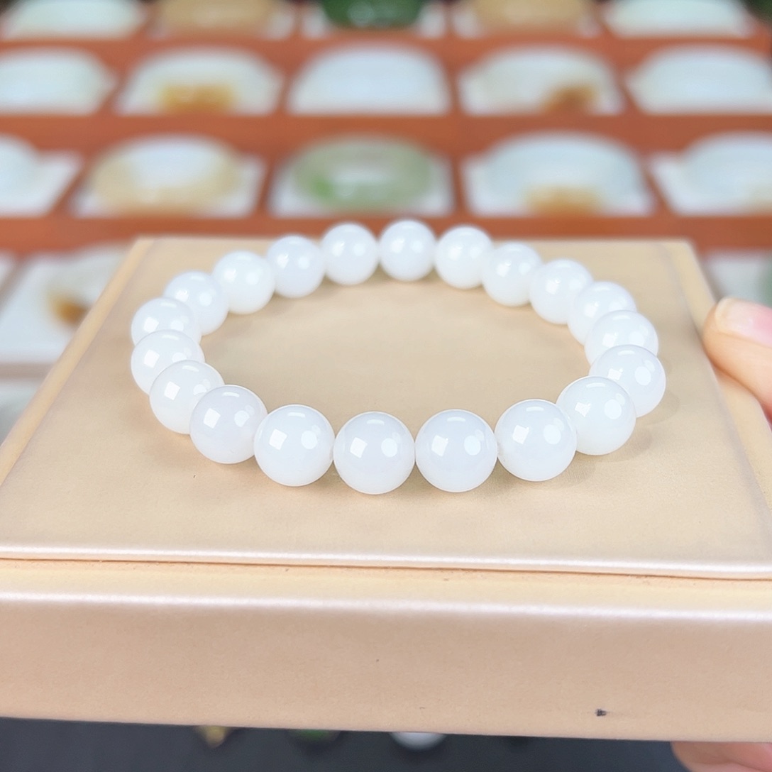 和田玉手串未镶嵌和田玉白玉手串