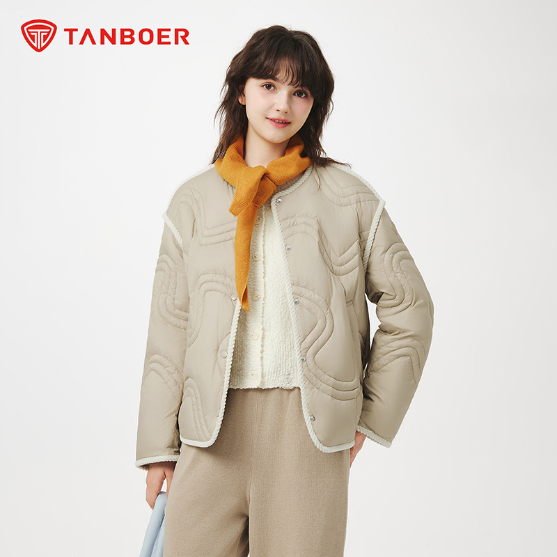 【达人主链接】坦博尔女短款灯芯绒可露丽羽绒服TB5330258Z