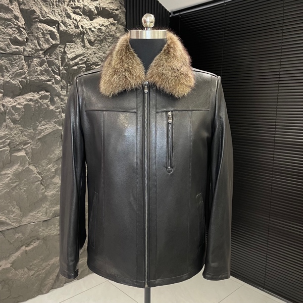 ZMY-XLT山羊皮翻领小浣熊夹克