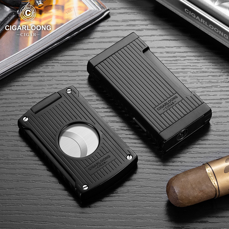 茄龙烟具套装多功能打火机带烟托V型剪设计烟具礼盒套装CL-273A