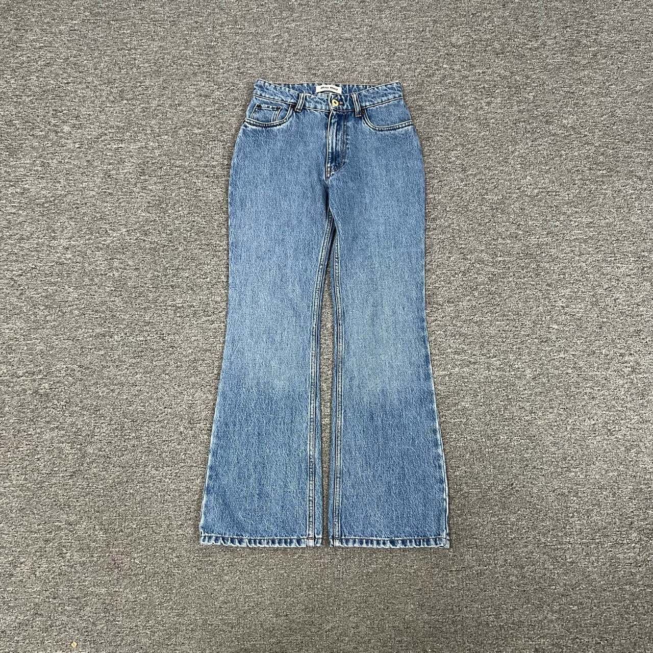 99新 MIU MIU/缪缪 字母Logo 阔腿 水洗牛仔裤 24码