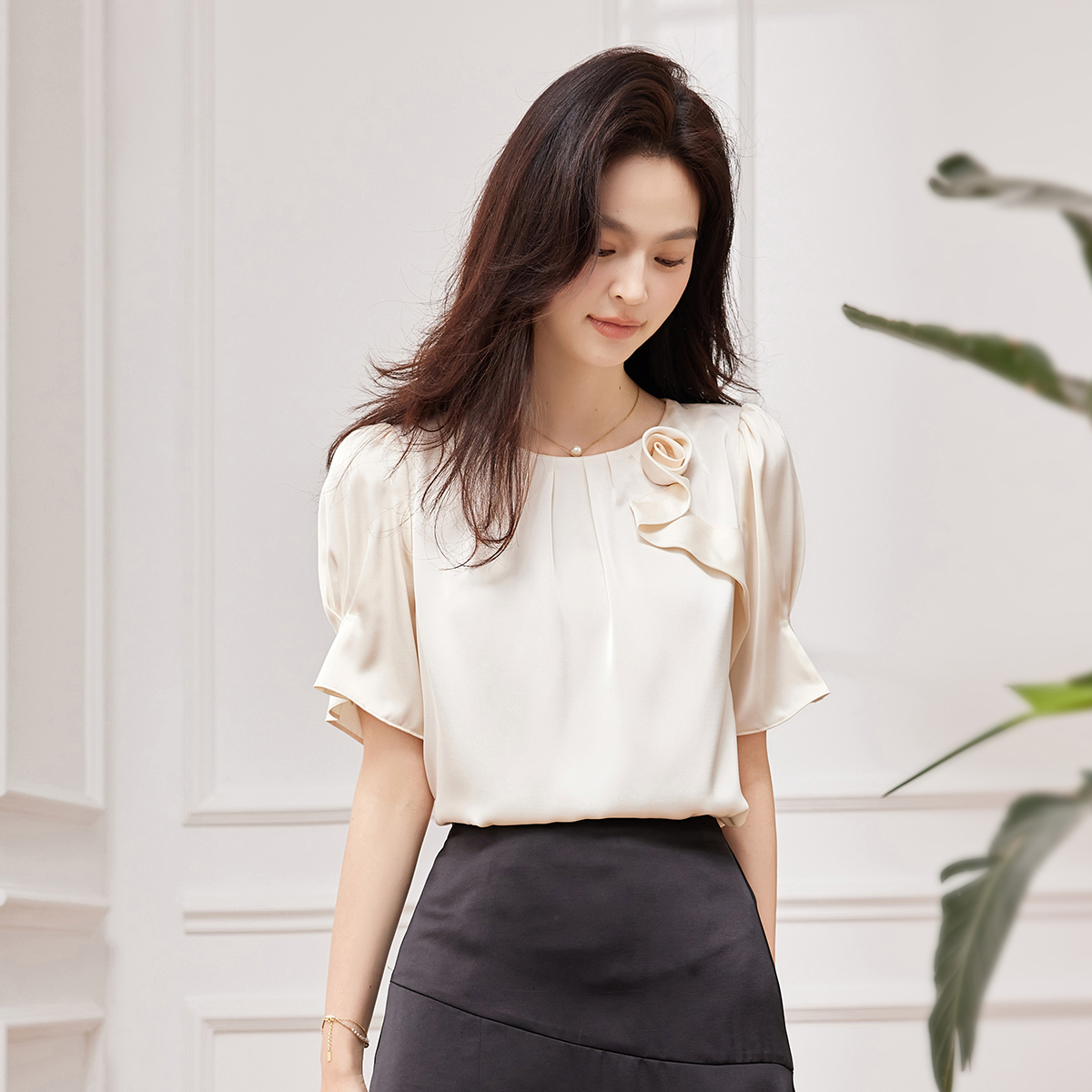 【籽言专属】法式立体玫瑰花衬衫AN23X1117