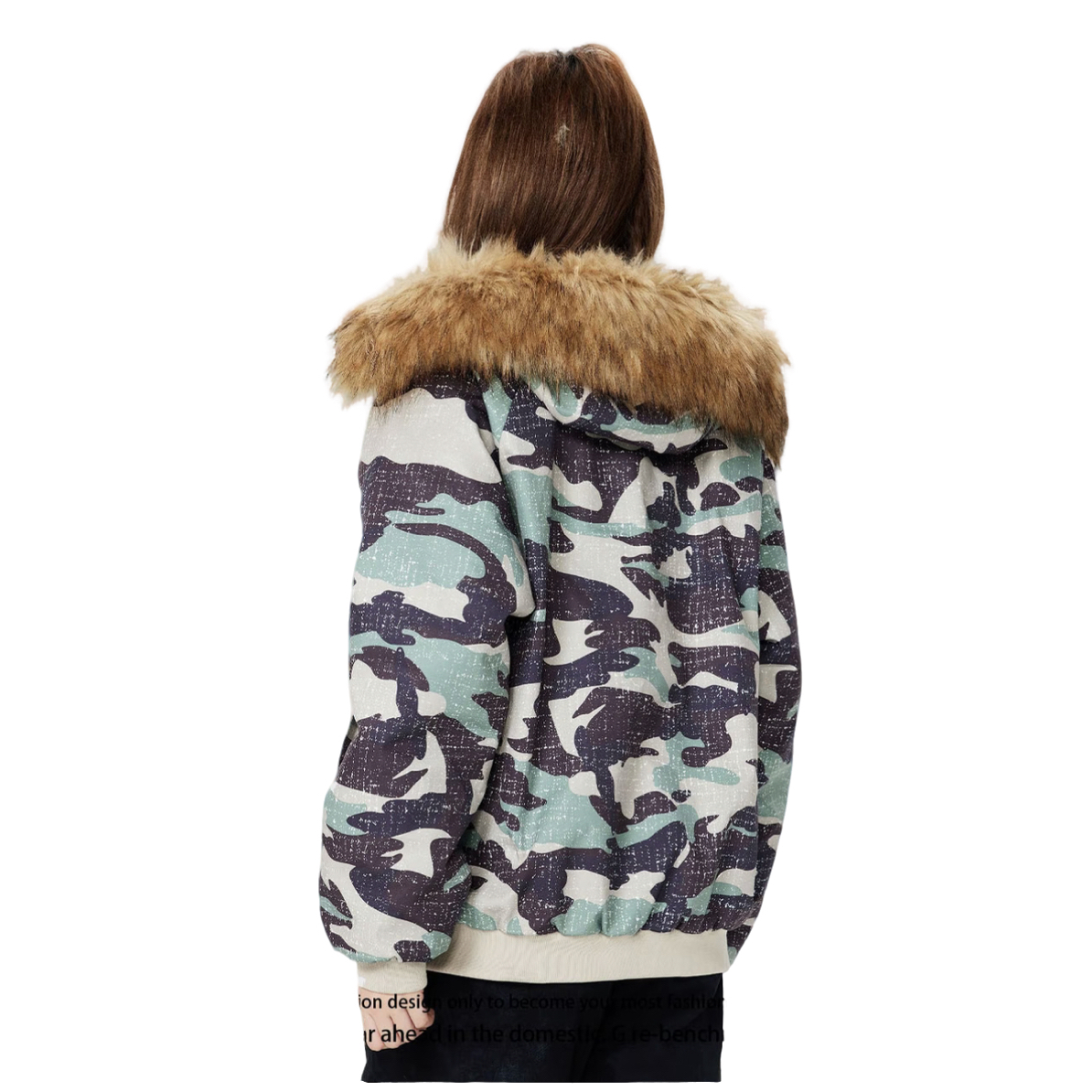 AW1377座山雕毛领棉服迷彩加绒棉衣外套