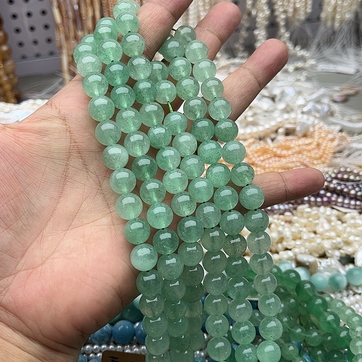 未镶嵌玛瑙/玉髓珠宝半成品一条10mm绿草莓