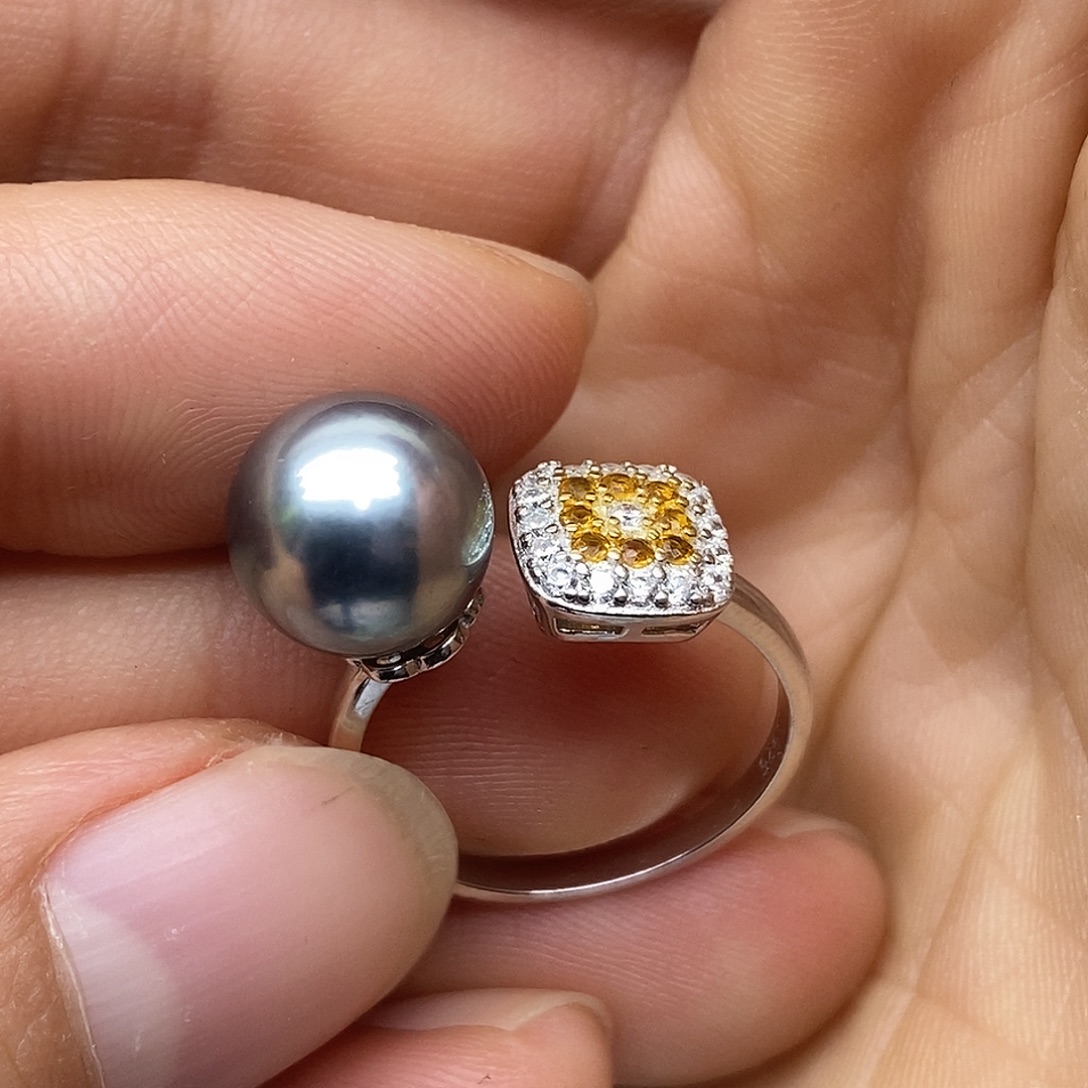 海水珍珠银S925镶嵌戒圈