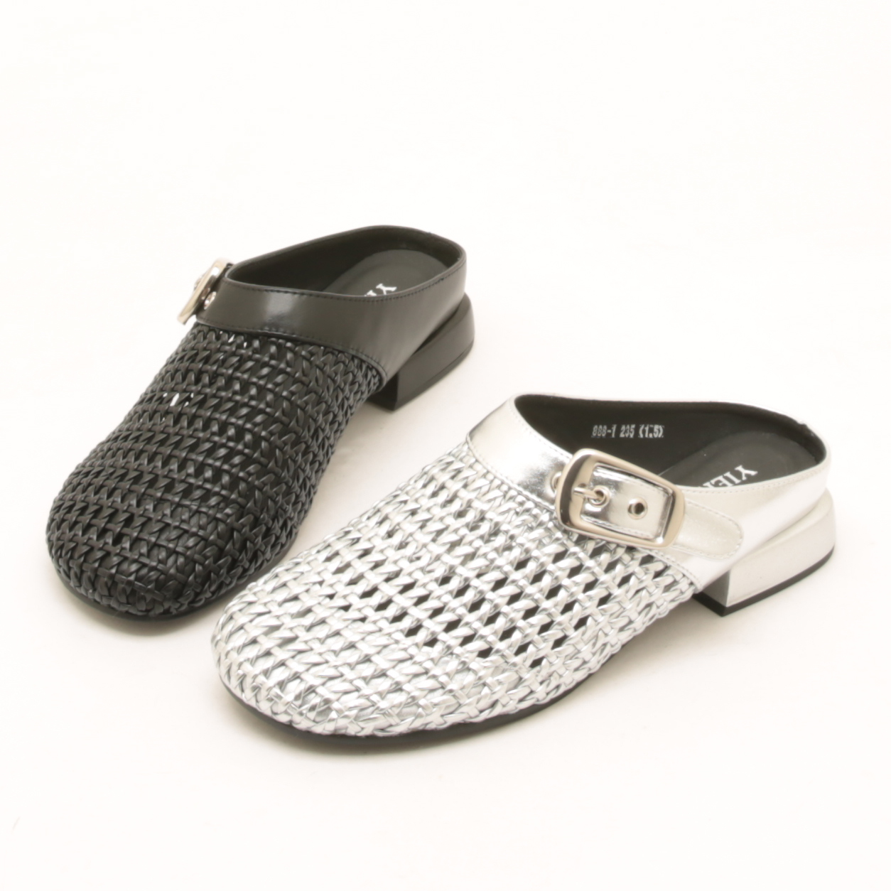 6604夏季新款编织真皮包头拖鞋透气镂空低跟女鞋时尚粗跟洞洞鞋