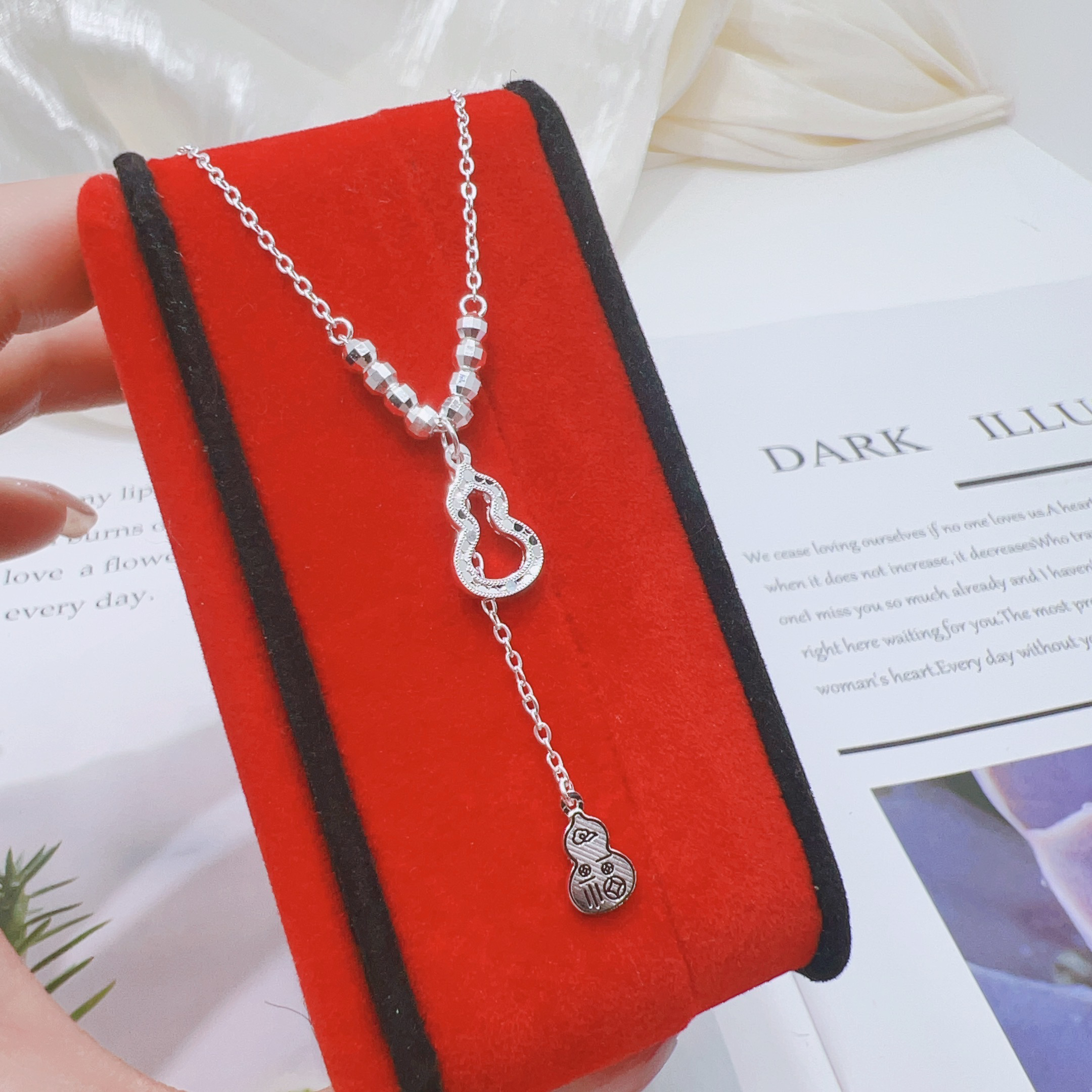 坠链均足银 足银999.9碎冰冰葫芦流苏套链