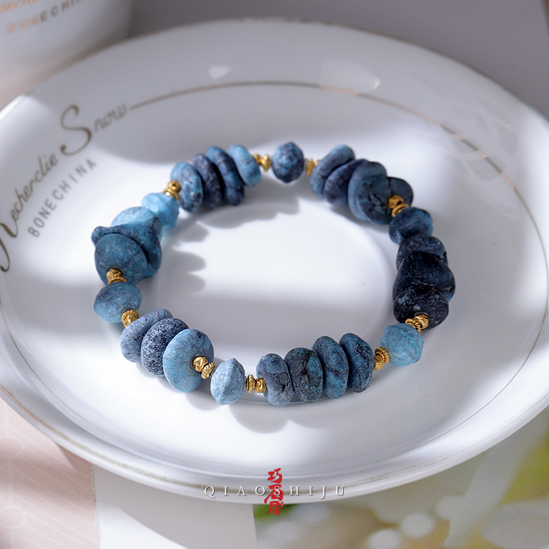 巧石居十堰天然原矿绿松石雾霾蓝藏扣单圈 编号00053