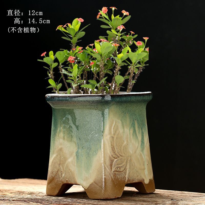 新疆西藏包邮花盆陶瓷特大号带托盘绿萝吊兰室内创意创意室内多肉
