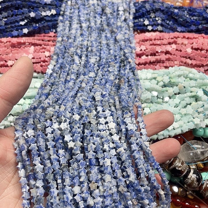 玛瑙/玉髓珠宝半成品未镶嵌一条6mm蓝纹星星