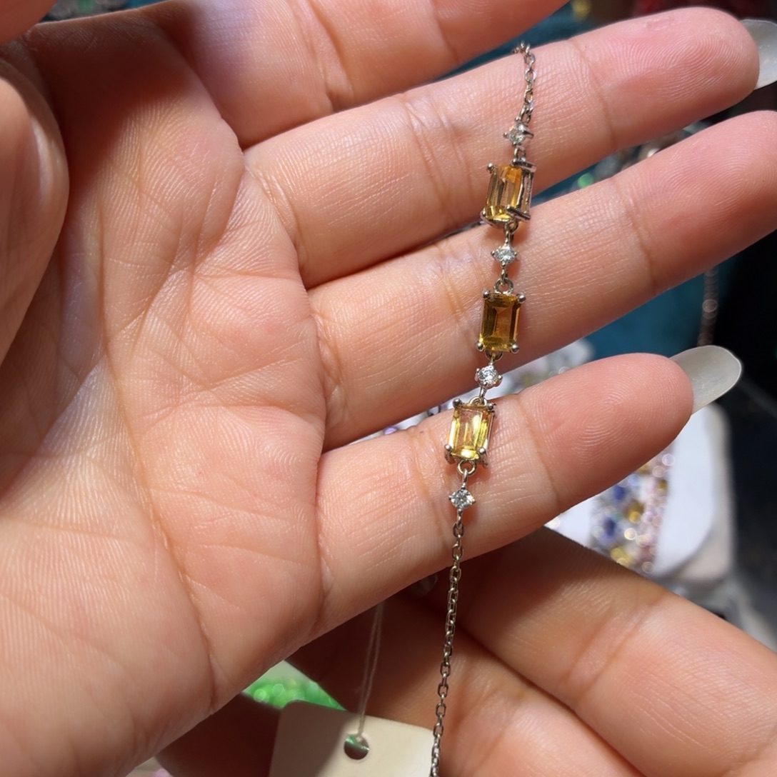 黄晶银S925镶嵌手链