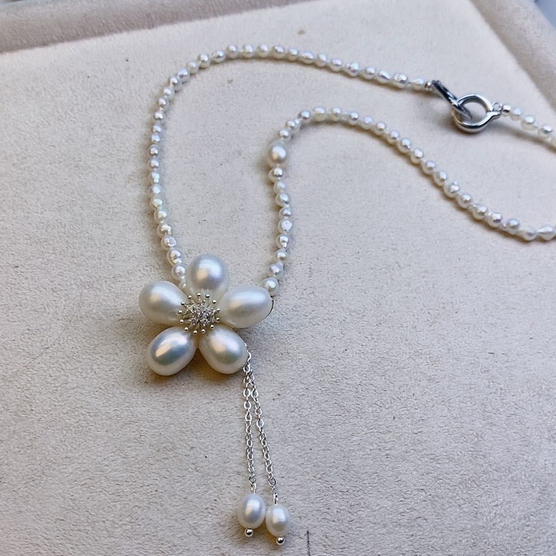 淡水珍珠银S925镶嵌颈饰