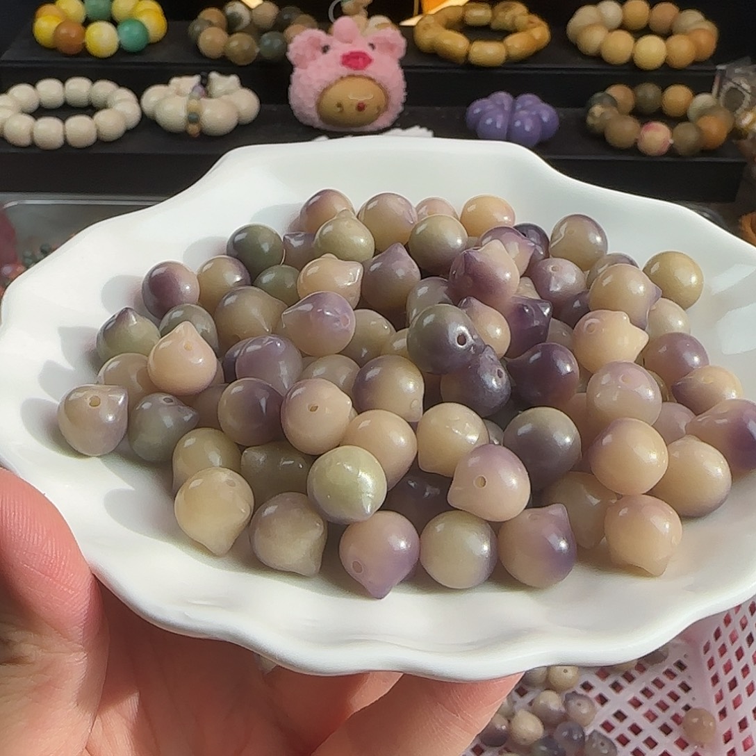 菩提根/象牙果手串卡11/12紫色飘花猫头20卡牌➕10备珠