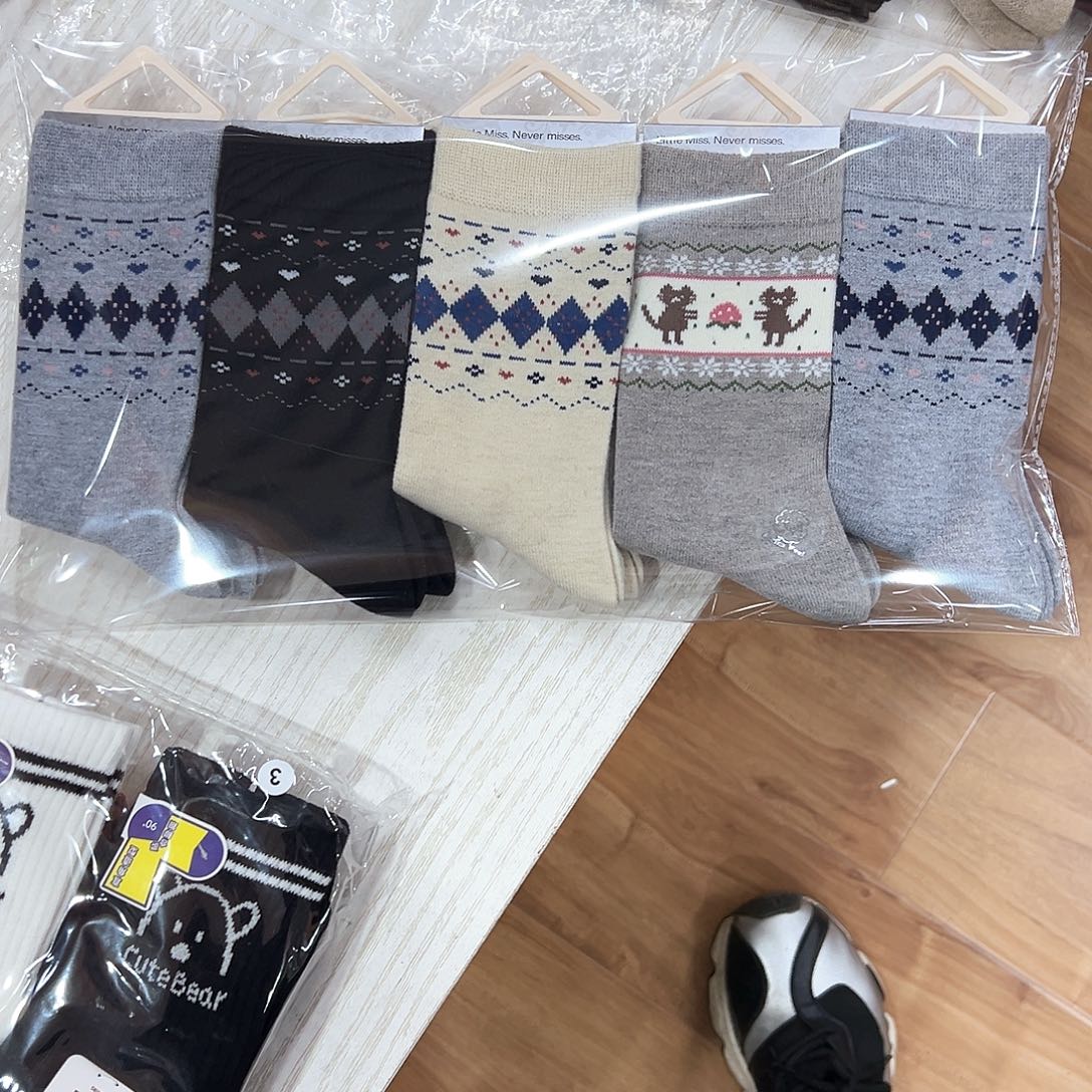 棉女士超细羊绒袜五双