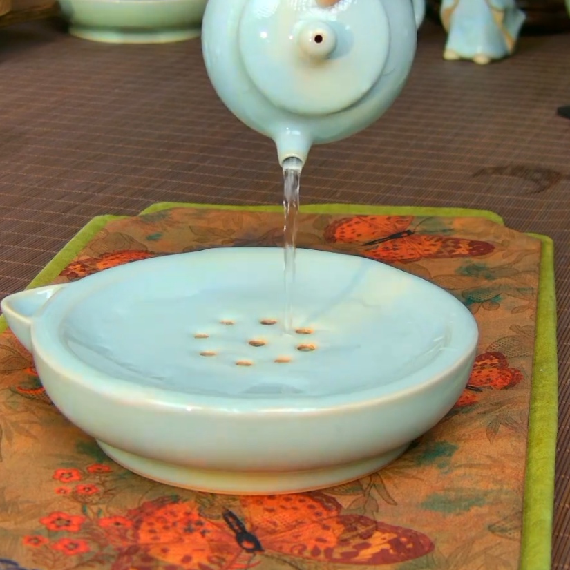 甄泽堂•蓄水壶承干泡台茶盘养壶原矿天青釉蓄水壶承（单壶承）