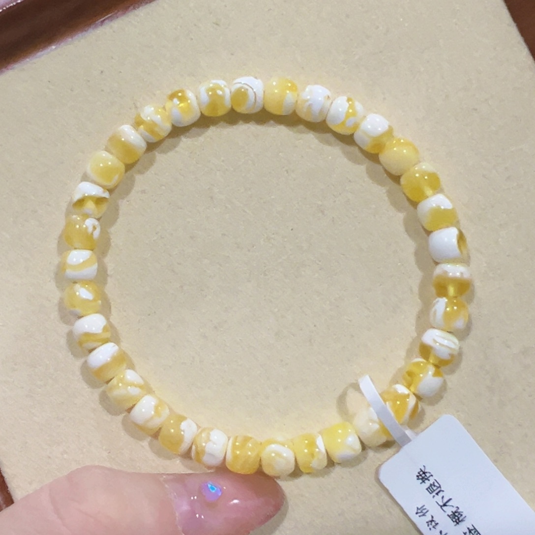 蜜蜡手链未镶嵌又*6m金漆白溶洞