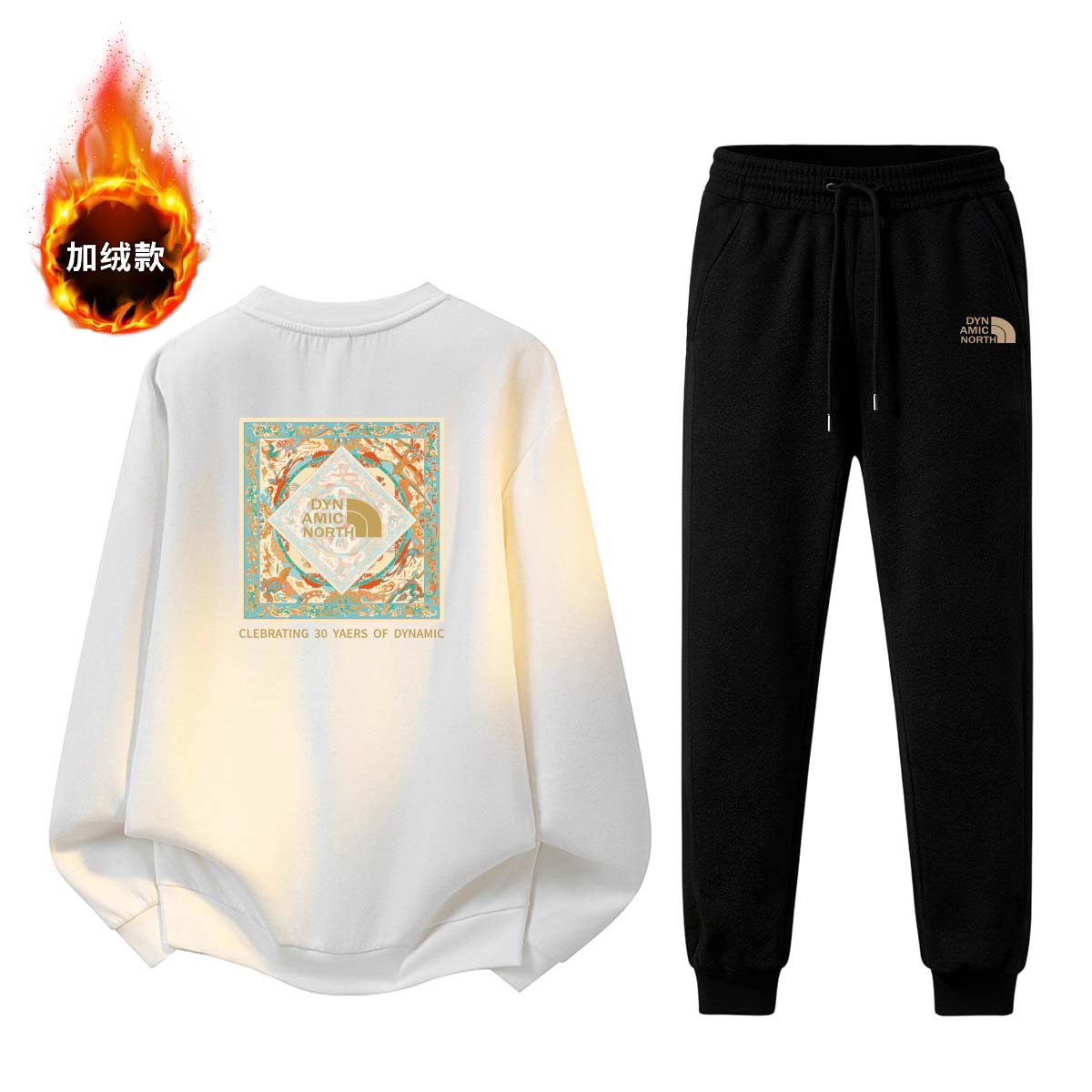 动感北面情侣同加绒款套头上衣秋冬季加厚保暖休闲百搭长袖卫衣