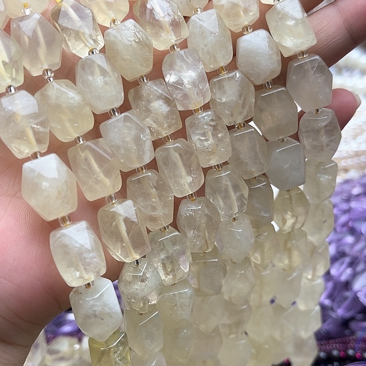 未镶嵌玛瑙/玉髓珠宝半成品一条10/14mm左右柠檬阿塞切面