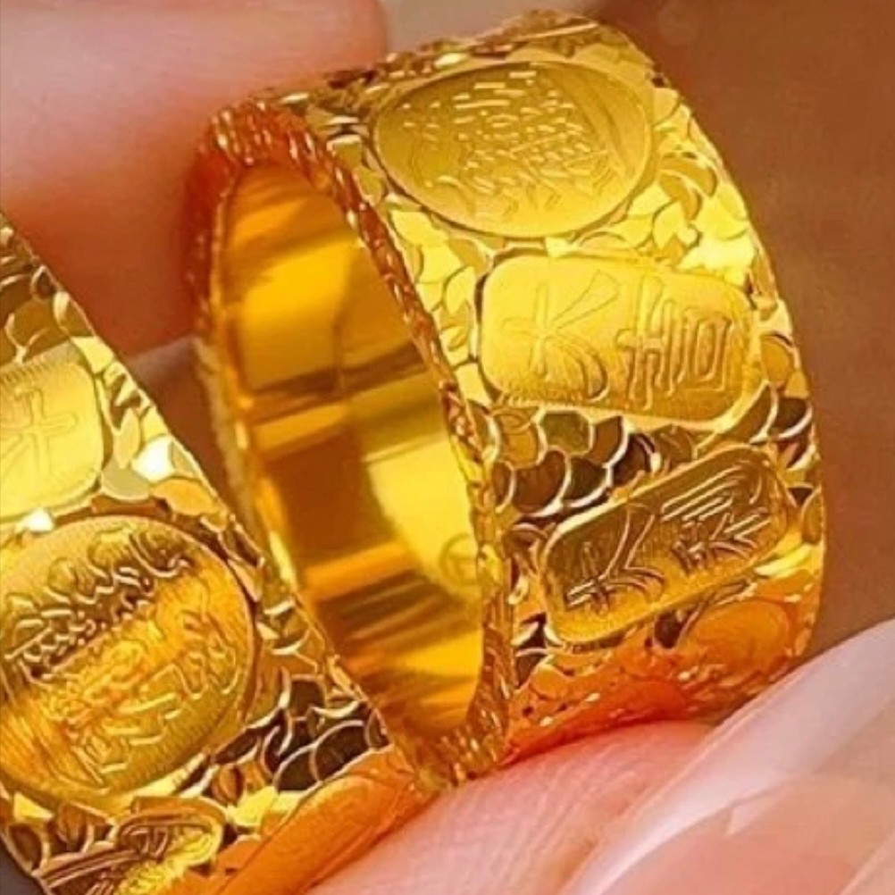 合金戒指 精工碎冰复古吉言戒指（10mm）闭口吉祥图案重工款