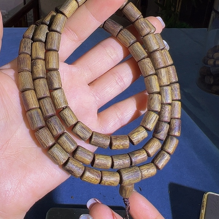 手串沉香老料树心油多圈手串绿棋