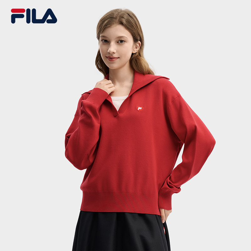 Fila/斐乐【马上起飞】新年款编织衫春女士假两件内搭保暖针织上衣