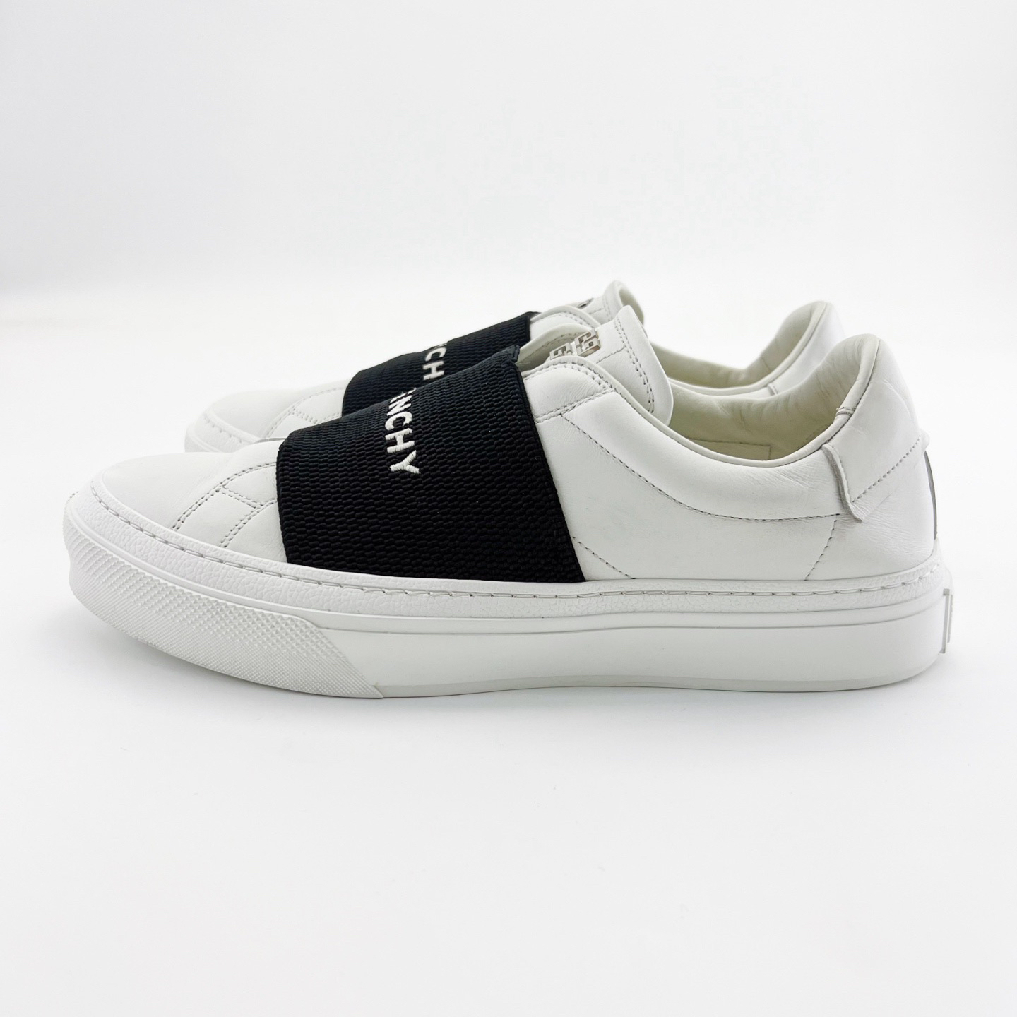 95新 Givenchy/纪梵希 41码/白色真皮绑带一脚蹬板鞋/15152836