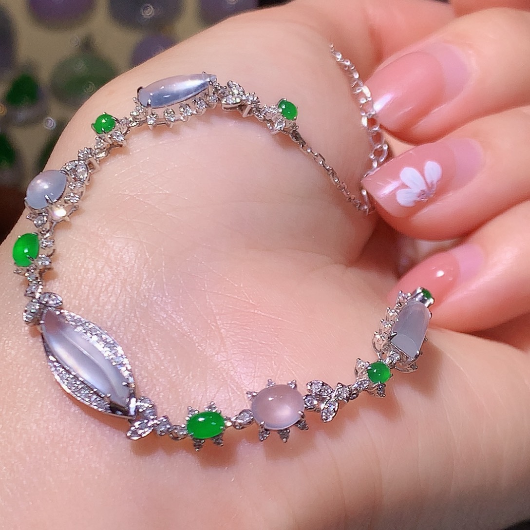 翡翠18K金镶嵌手链