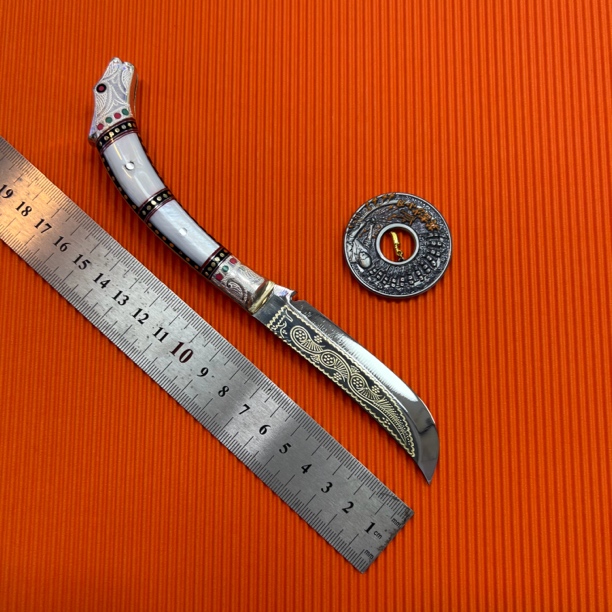 手工锻打马蹄银柄折叠大款水果刀可收藏可把玩多功能