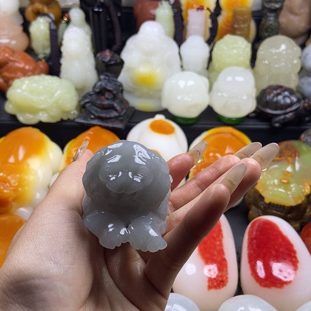 无花朵原石雕刻把件