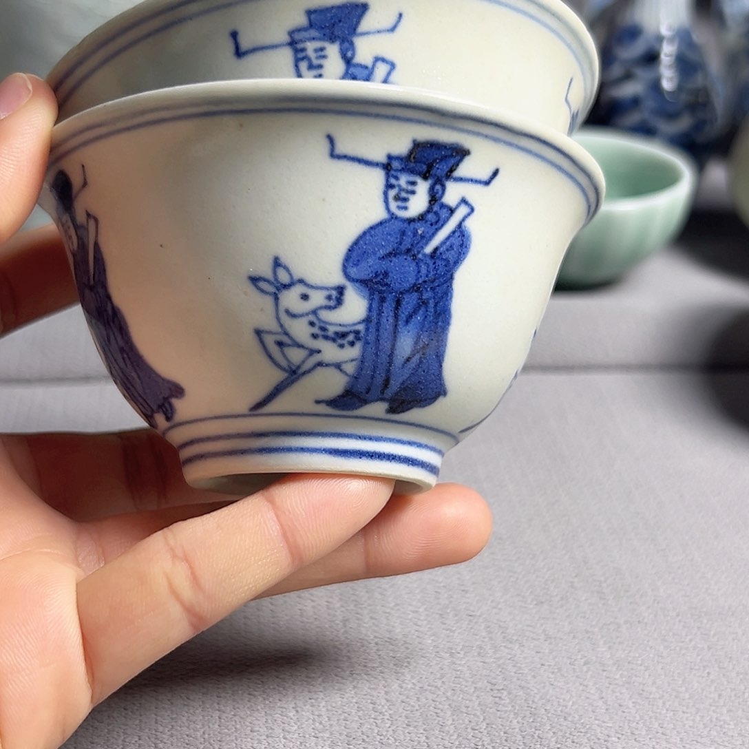 杯子青花一对杯子