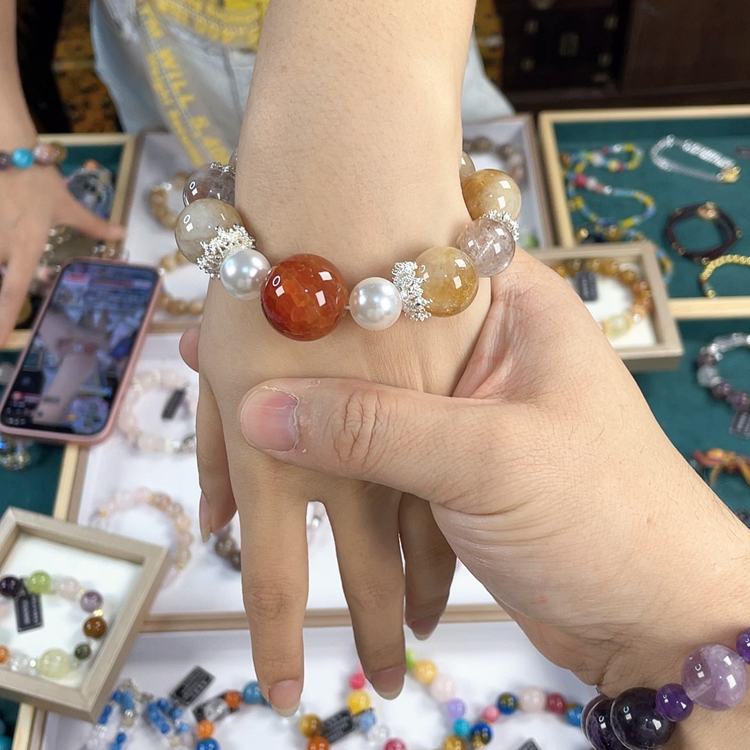 水晶手链银S925镀金镶嵌