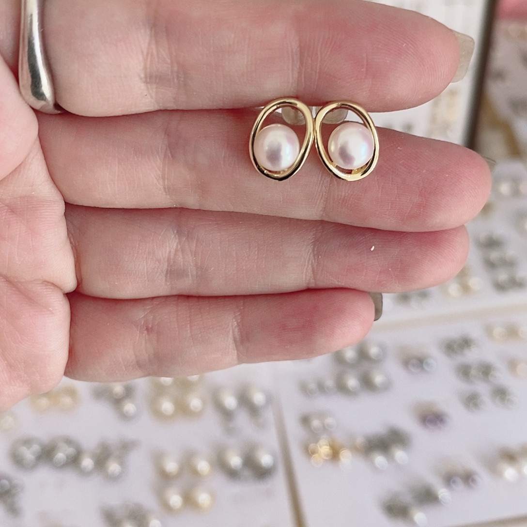 淡水珍珠耳饰银S925镶嵌