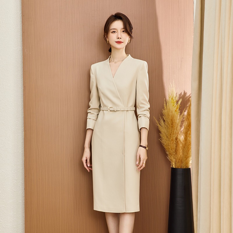 2025新款商务正装高端连衣裙女夏季修身显瘦气质通勤职业装西装裙