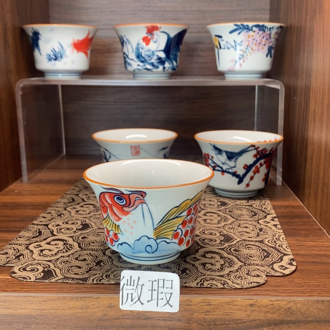釉下手绘茶具微瑕手工绘制