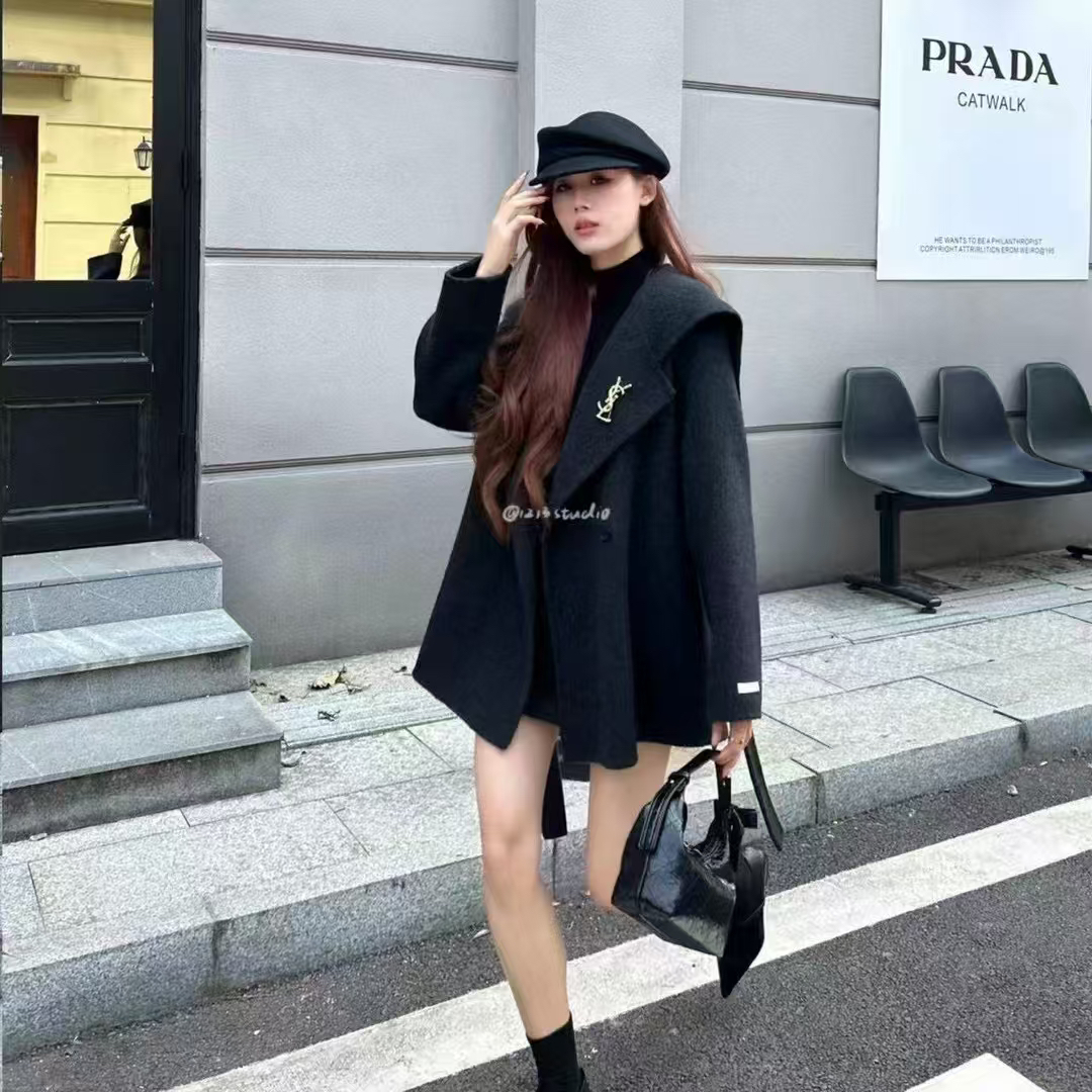 大衣女2025年新款高端不起球双面羊绒大衣短款