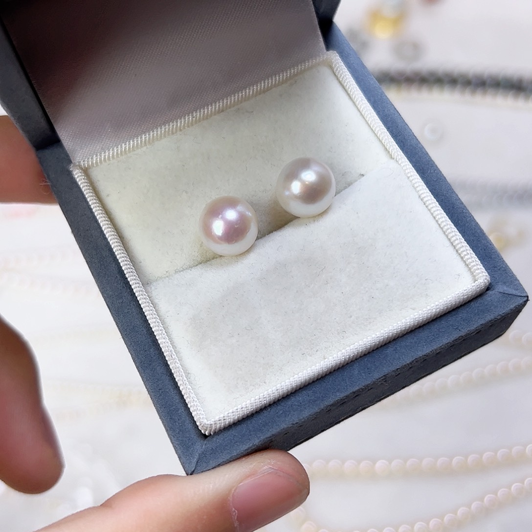 淡水珍珠耳饰18K金镶嵌