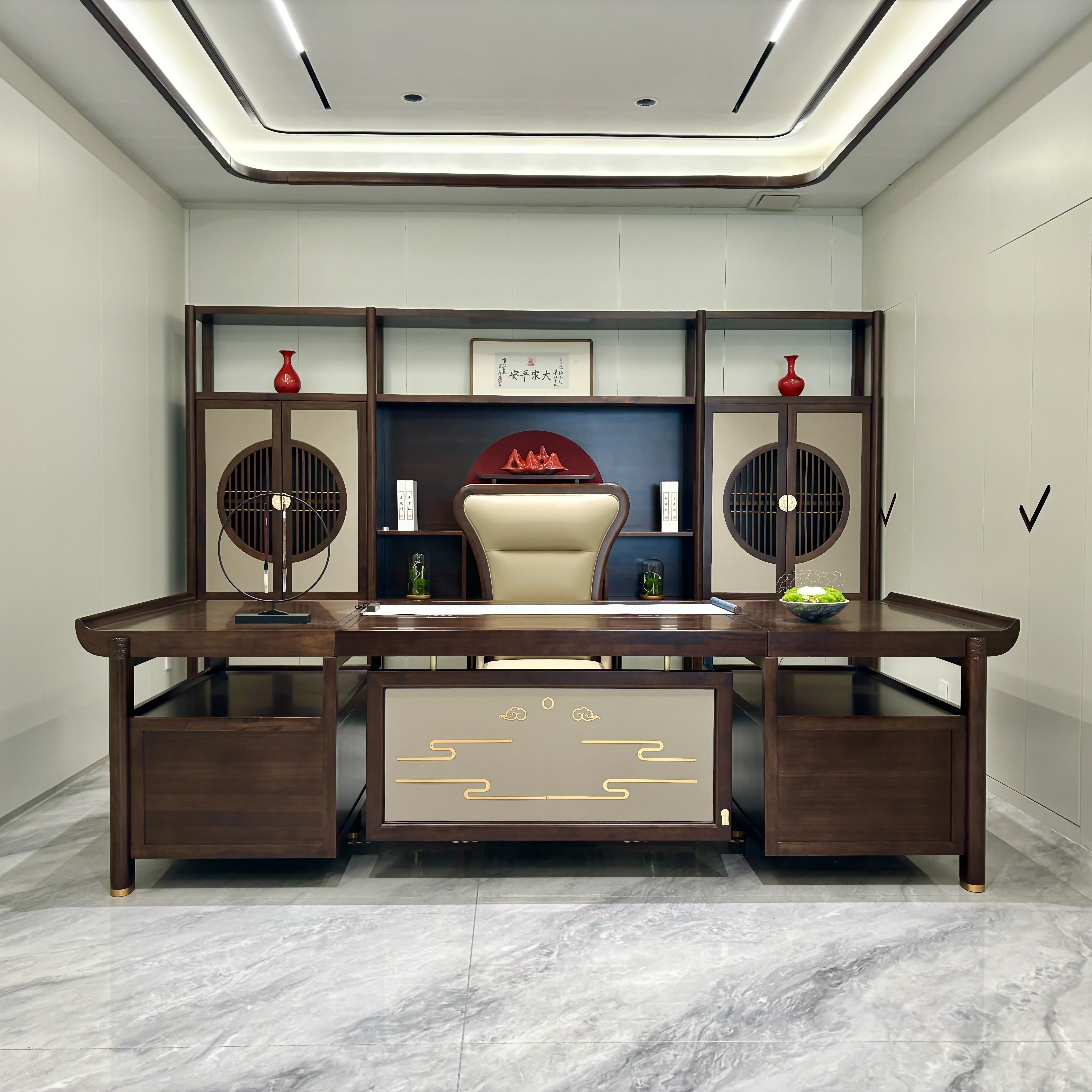 【直播专属】新中式喜系列纯实木茶台班台