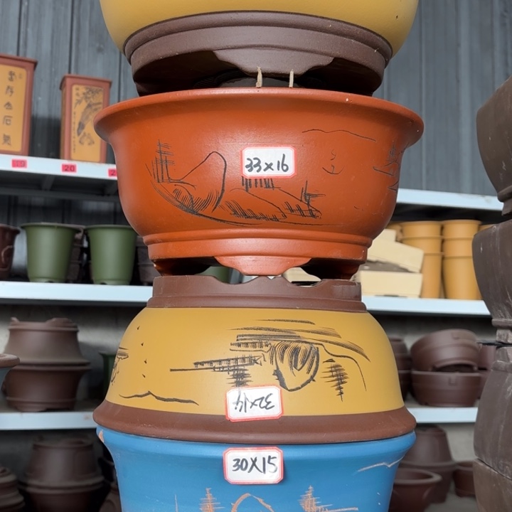 紫砂花盆100-4。        