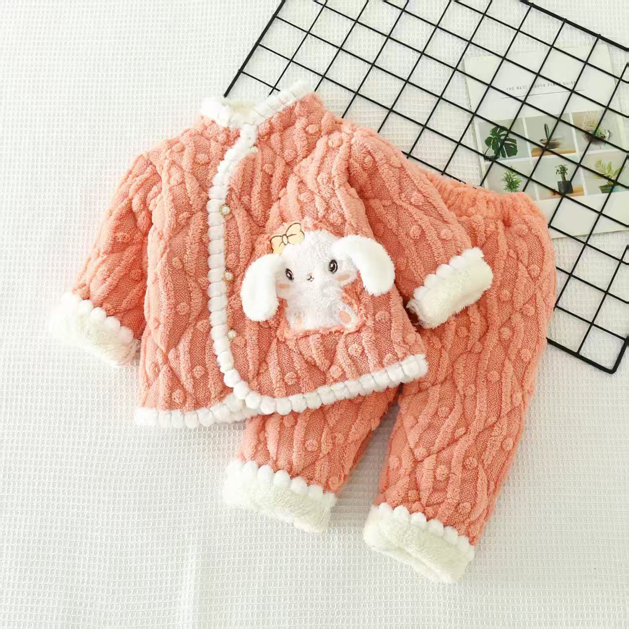 省服 一件过冬加绒加厚保暖套装毛绒卡通冬款